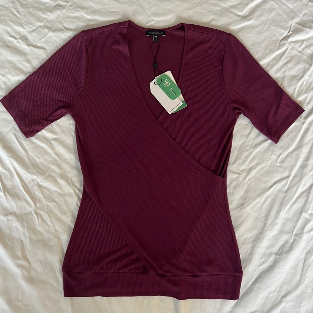 Universal Standard - Form Rib wrap top - Jam purple - XS 10-12 - NWT